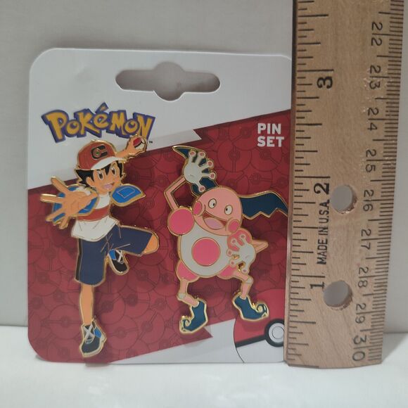 Pokemon Ash Ketchum And Mr Mime Enamel Pins Set Official Nintendo Collectibles - Picture 2 of 2
